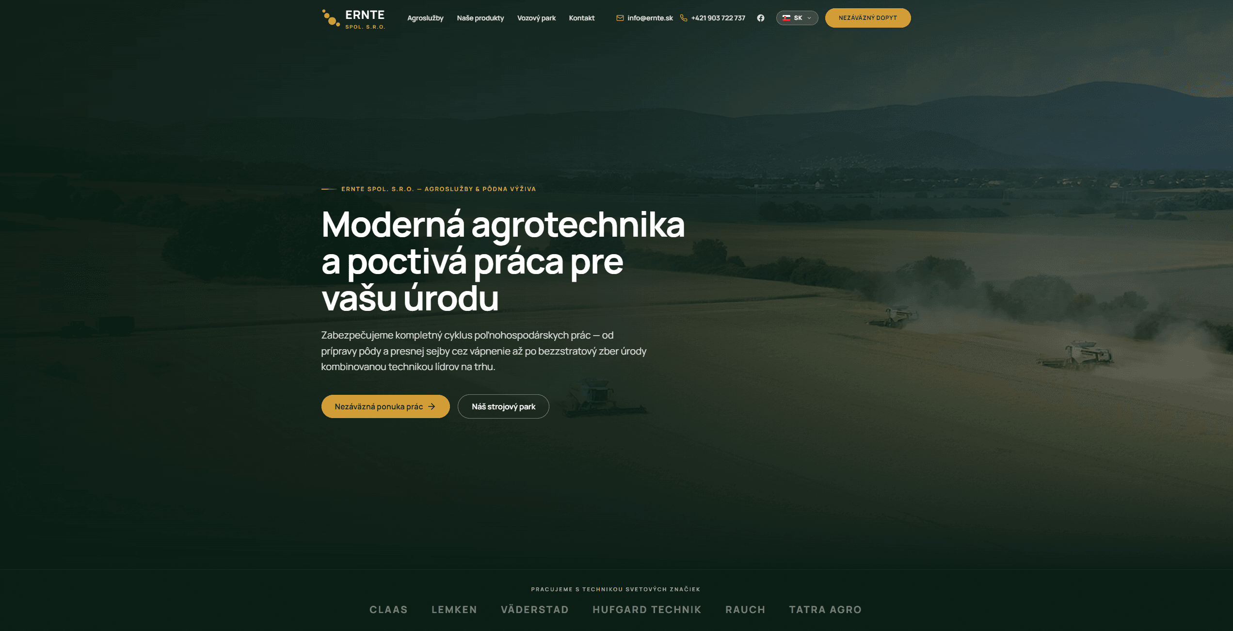 Screenshot: Reprezentatívna webová prezentácia v produkcii (ernte.sk)